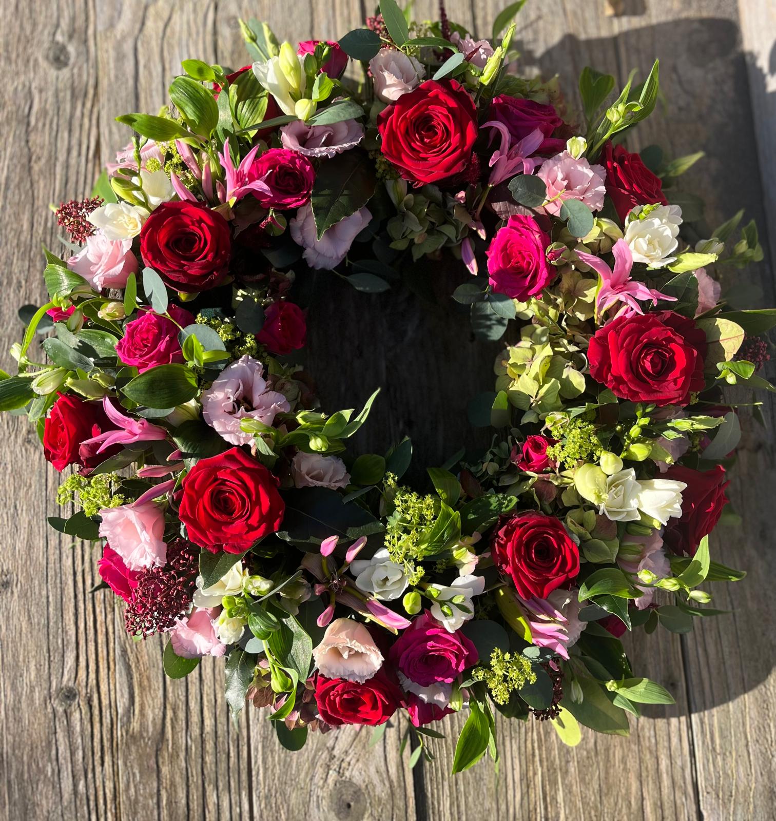 Floral Wreath · Red & Pink