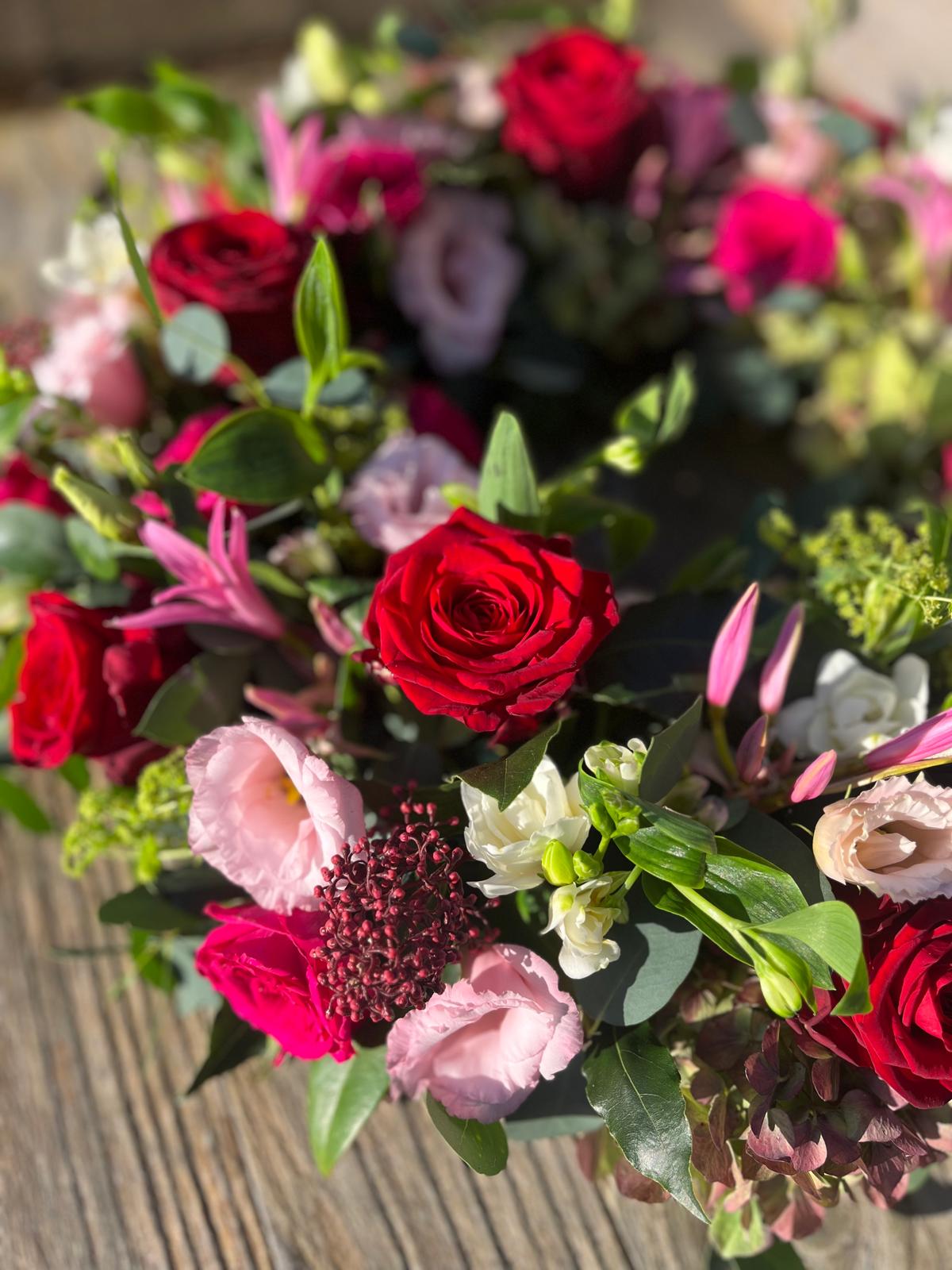 Floral Wreath · Red & Pink